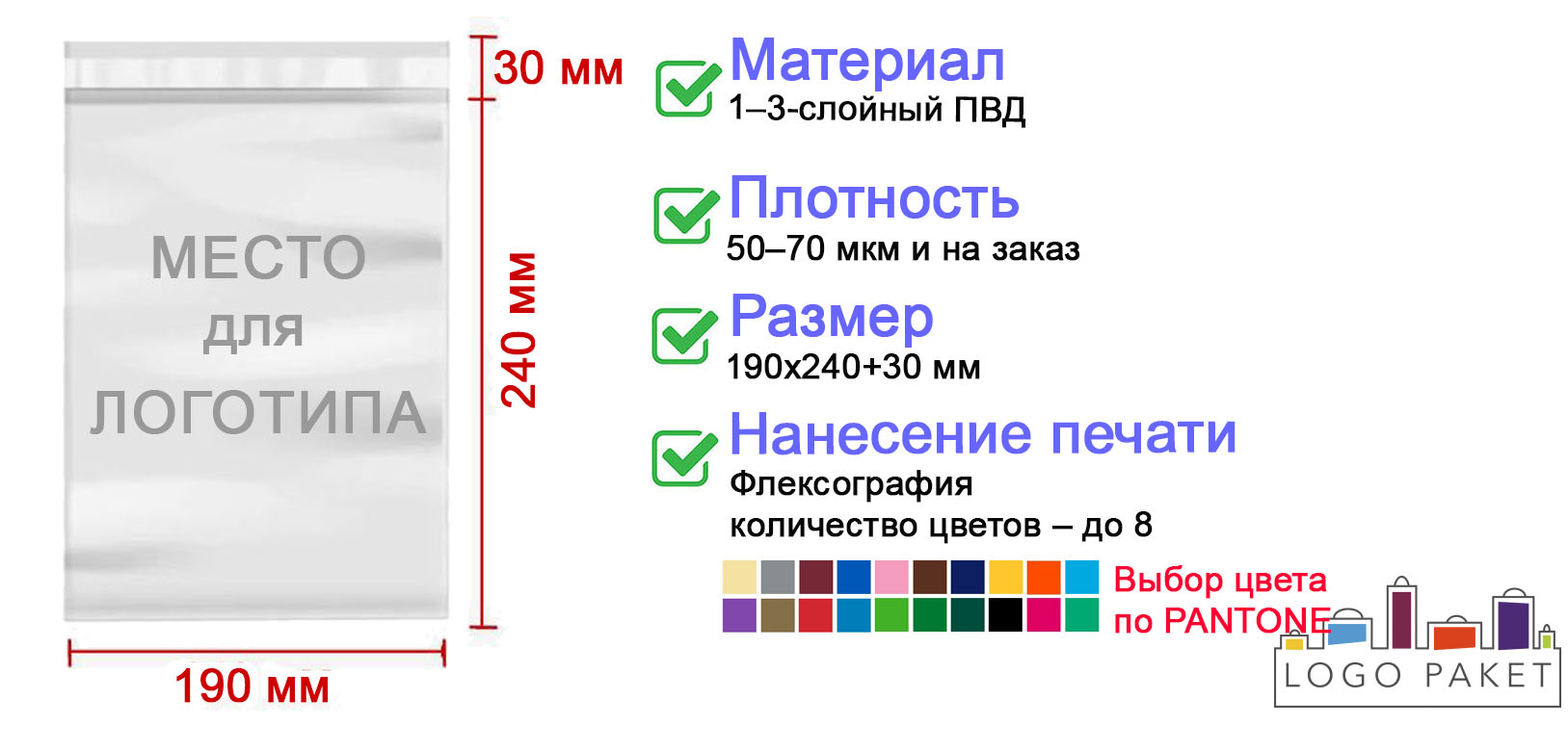 Курьерские пакеты прозрачные 190х240 инфографика 